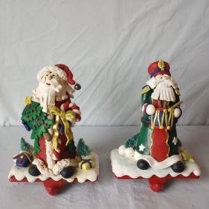 Sears Roebuck Cast Iron Stocking Holder Drummer Nutcracker & Santa Chris…